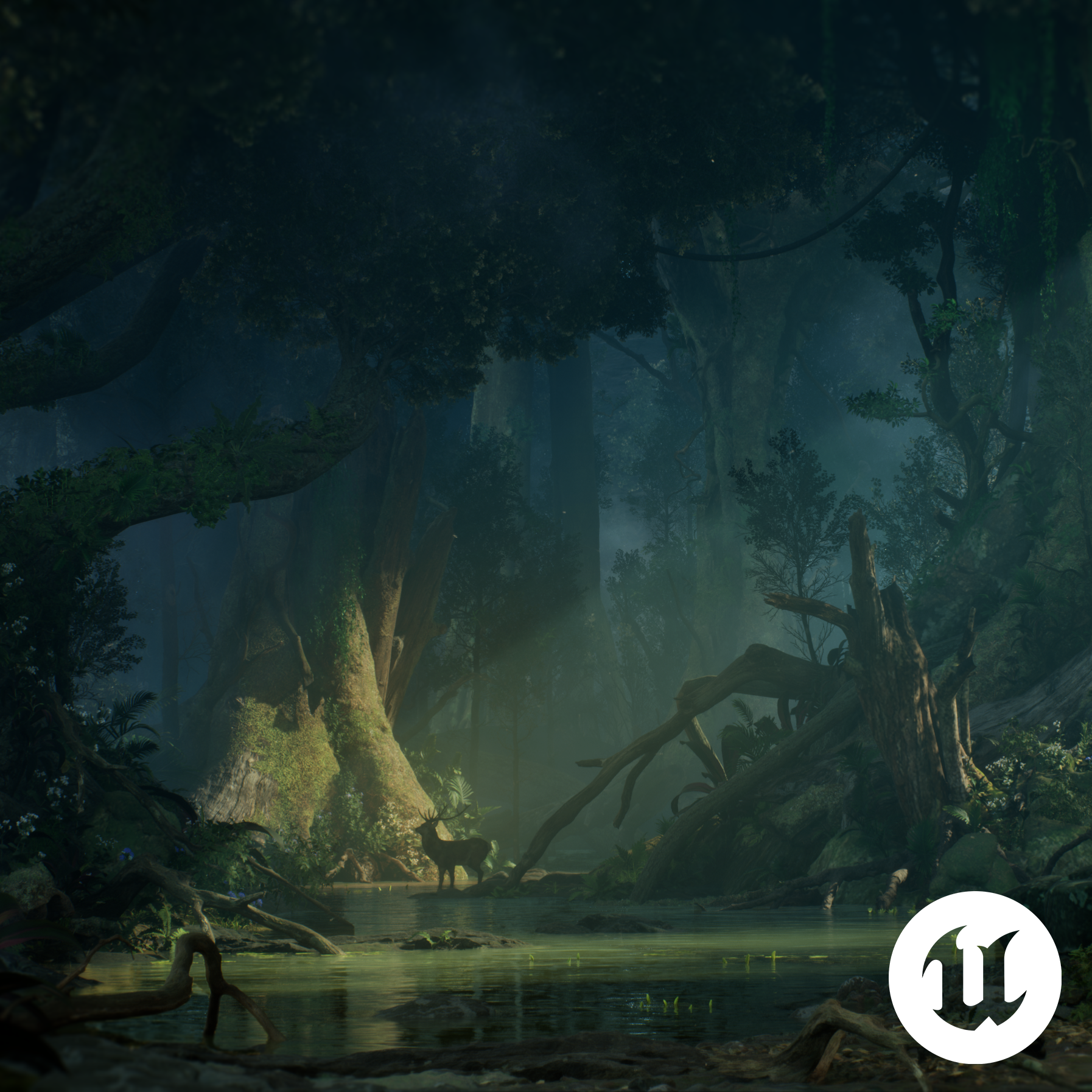 Atmospheric modular environment scene rendered in Unreal Engine 5