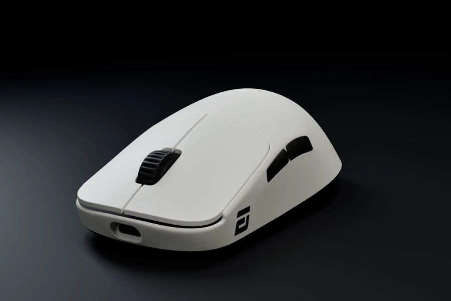 White Endgame Gear OP1w 4K mouse in a three-quarter product render