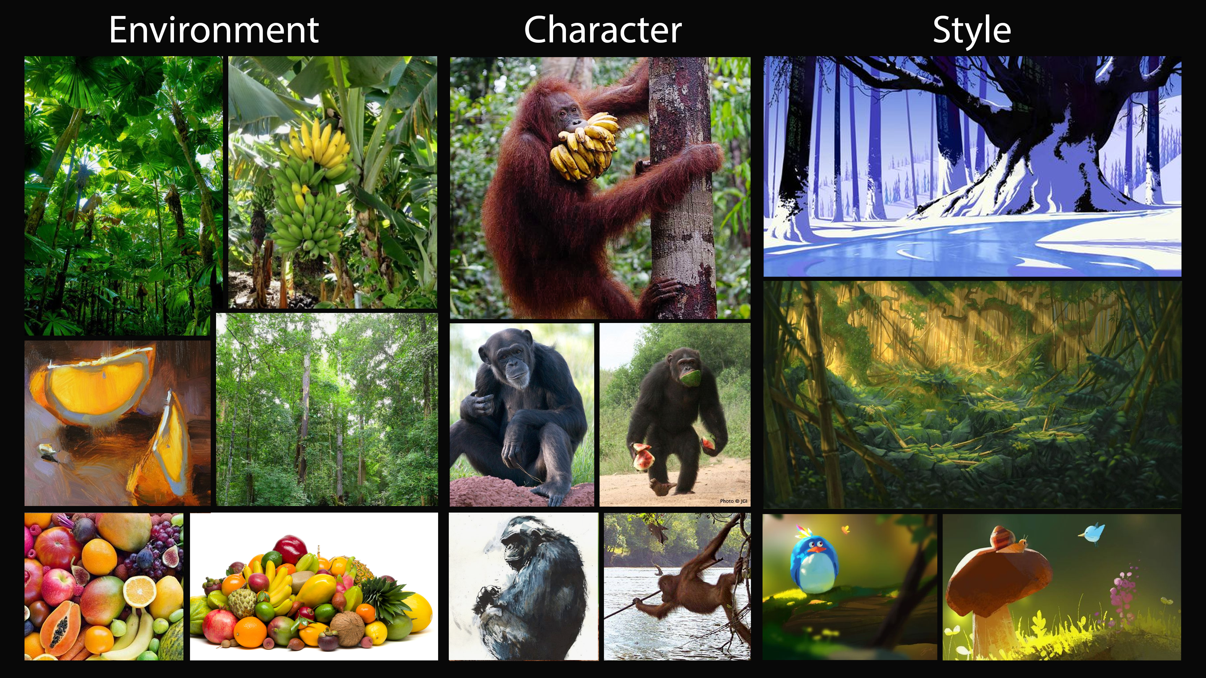 PureRef mood board – reference images for Fruit Thief