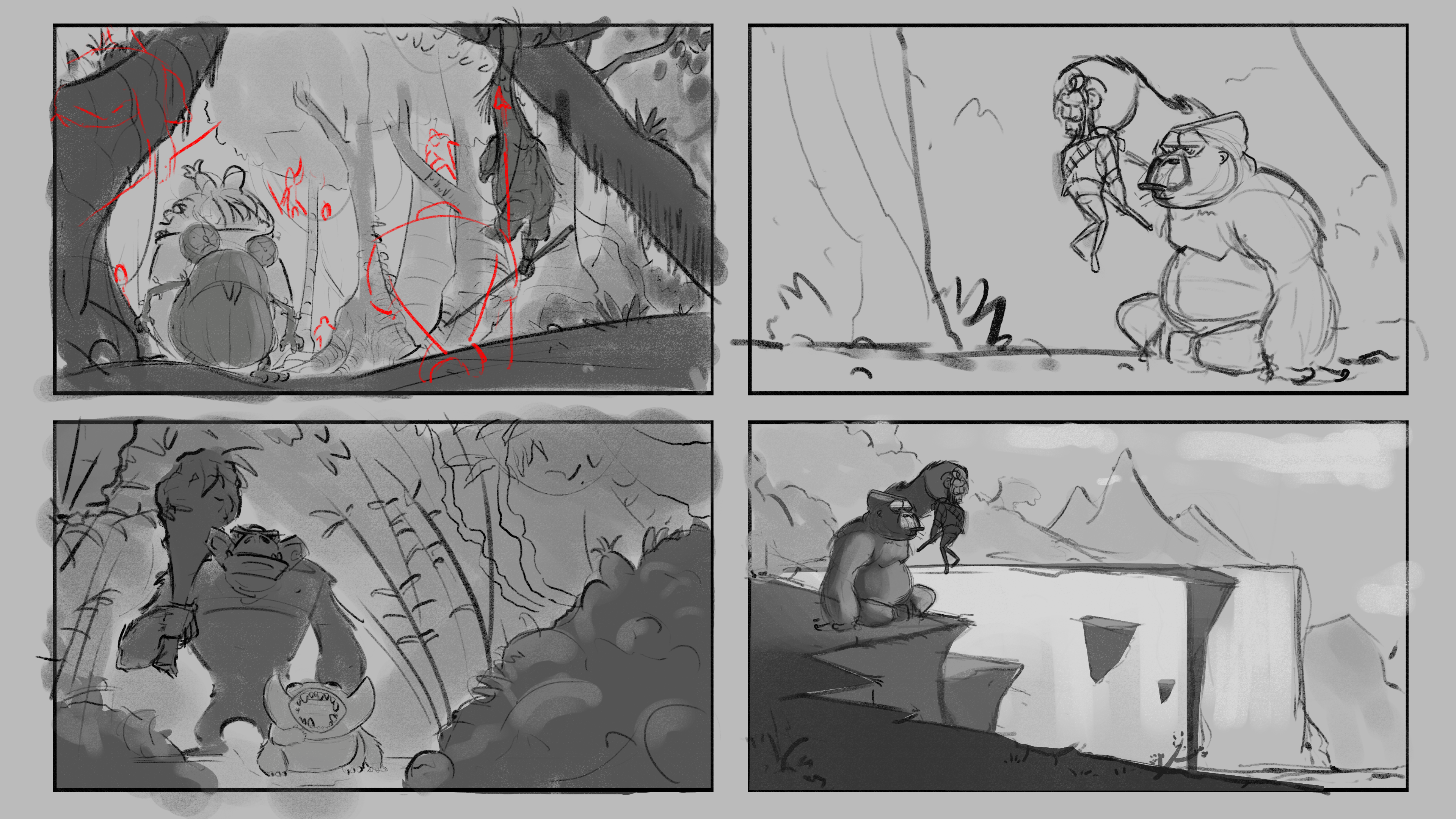 Composition sketches exploring different layouts